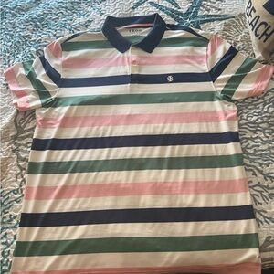 Izod Men's Striped Polo in Pink, Green, Navy & Cream